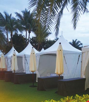 Moritz lawn Space for catering set-up* on the exterior of the cabana $350 F&B minimum per day Cabana includes one white draped 5 round table and six chairs at no additional cost Cabana guests may