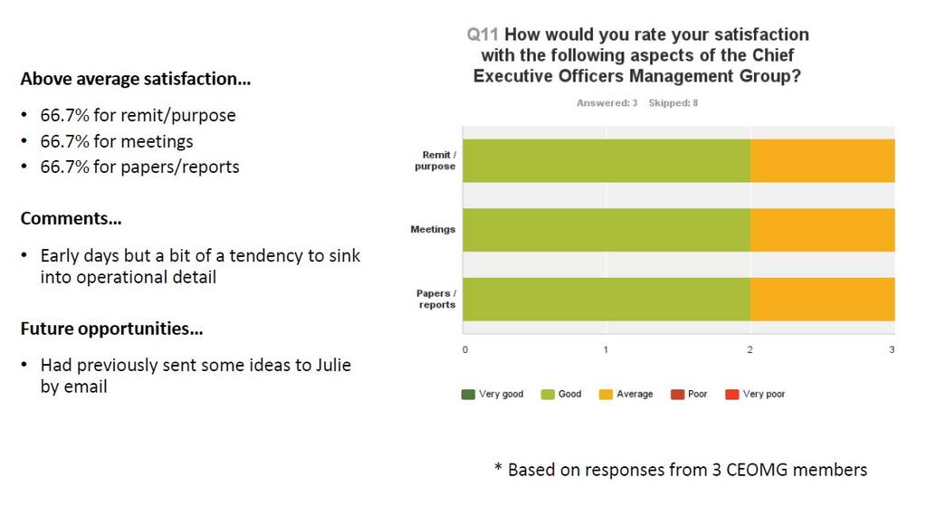 Question 10 asked respondents if they were a member of the Chief Executive Officers Management Group.