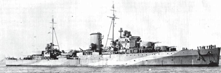 The Leander class cruiser HMS Ajax, pictured in October 1942 after she emerged from a refit in Chatham.