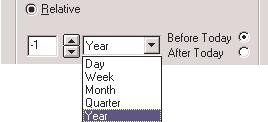 Click the Calendar button to display an interactive calendar. Relative date option Type a relative date, for example, -4.