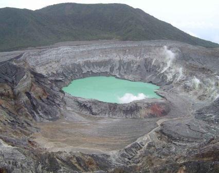 geysers with an awesome crater, over 1.5 km. wide! The volcano is active, but completely safe for viewing.