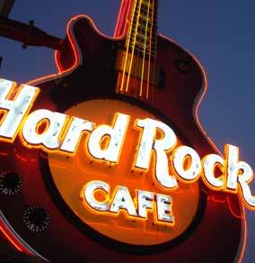 The atmosphere includes authentic casual fare, great music, exclusive rock memorabilia and themed rooms dedicated to lvis and the Beatles. Personalized merchandise is available through the Rock Shop.