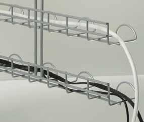 14.724 DOUBLE TIER CABLE BASKET For managing power and data leads below desktop Height: 215 mm Material: Powdercoated steel Length Colour 650 mm Silver 631.14.911 650 mm White 631.