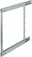 EXTENSION FRAME Includes built-in Soft Stopp dampener Load capacity: 25 kg Width: 38 mm Depth: 470 mm Finish: Powder coated silver, steel Left access Height 599 mm 545.59.266 663 mm 545.59.267 Right access Height 599 mm 545.