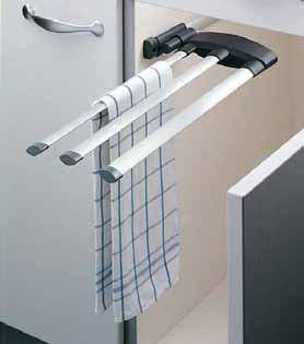pull-out towel racks SECCO-ALULINE TOWEL HOLDER Undermount or side mounted Suitable for right or left hand installation Includes silver-colour anodised aluminium arms 2
