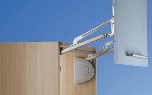 flap fittings & hinges STRATO 3685 Strato Parallel Lift-Up front fitting for single fronts lifts parallel to the cabinet, making it ideal for wall cabinets that have cabinets located above them.