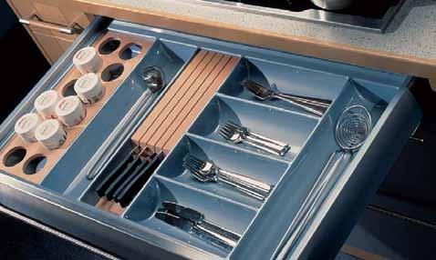 drawer accessories The high quality combination of timber and plastic makes these drawer inserts very elegant.