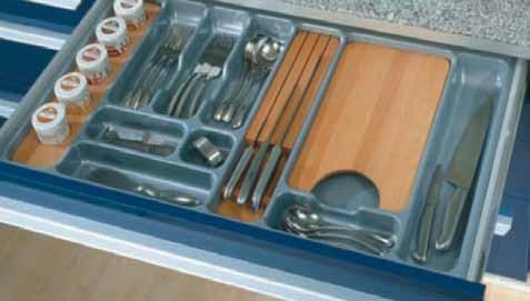 cutlery trays CUTLERY TRAY, VACUUM FORMED PLASTIC For drawer depths 500 mm nominal length Height: 50 mm Material thickness: 2.