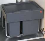 waste bins for behind hinged doors SINGLE WASTE BIN Includes 1 x 19 litre bin For cabinet size 450 mm Size (W