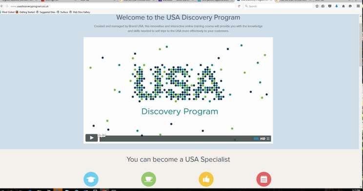 Tactics and Programs training agents in-country and online Discovery Program (by Brand USA) is an online