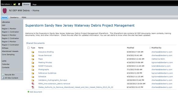 Response: Data Management 22 New Jersey Waterway Debris Removal From Superstorm Sandy Response - Record Keeping GIS-based Information Management System 23 New
