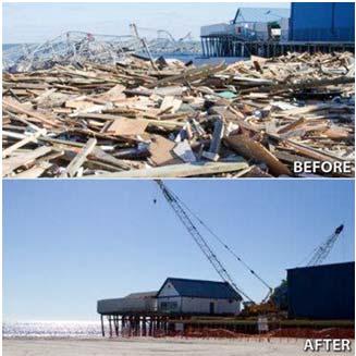 the new boardwalk A Day before Weekend and after image of the damage and Before the