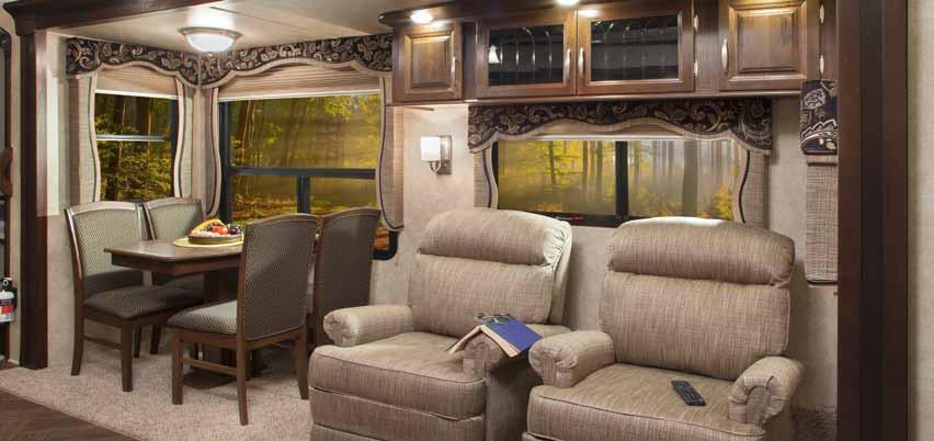 06 MOUNTAINEER 310RET IN MIDNIGHT DECOR The new 310 RET offers storage solutions you would not think possible in a triple slide fifth wheel under 35 long thanks to opposing