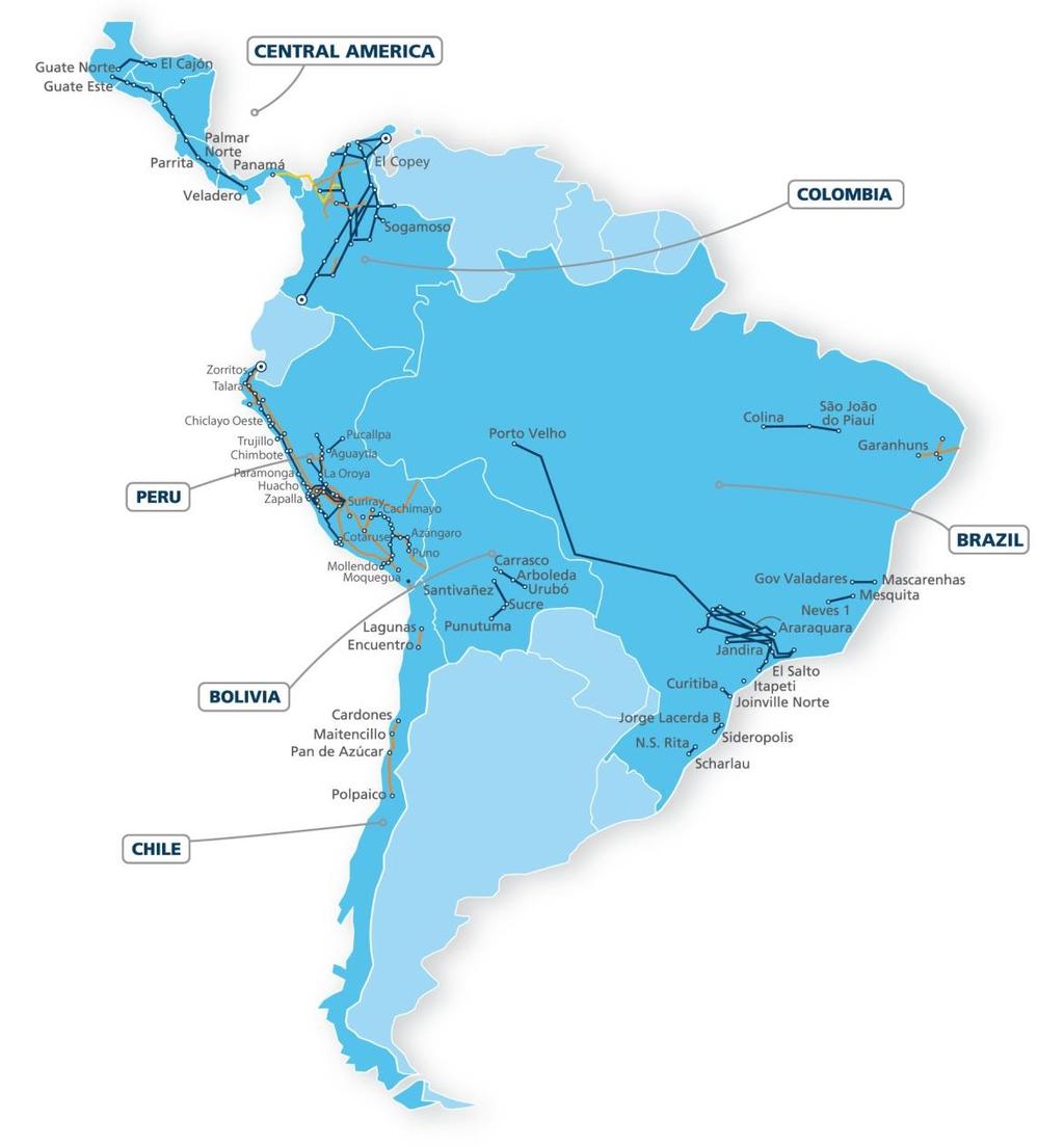 Energy Transmission Characteristics Largest international energy carrier in Latin America. 41,650 kms of high voltage circuit 77.