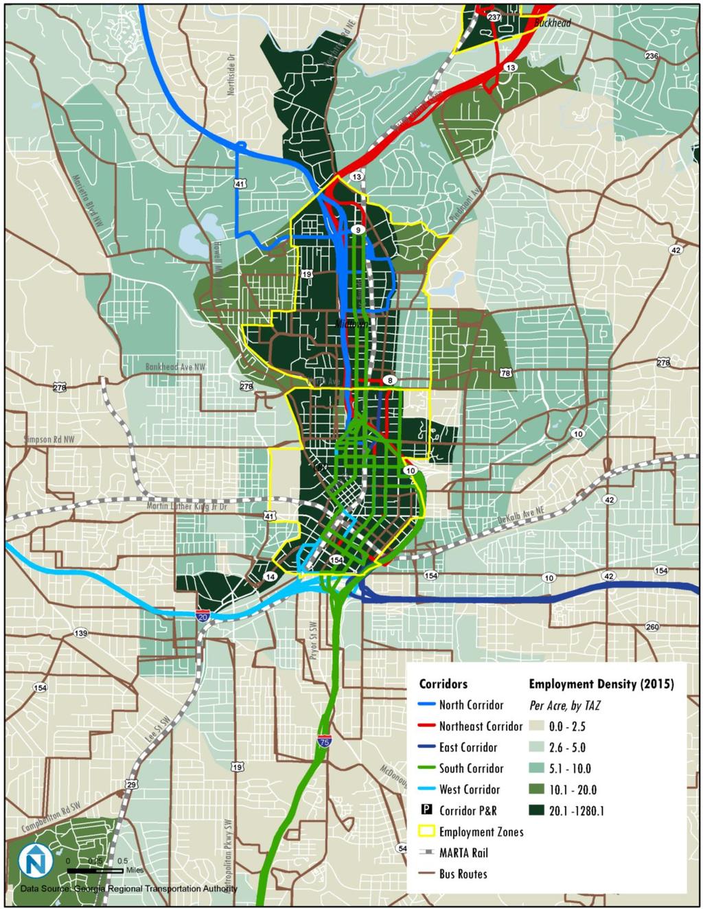 Figure 42: Employment Density (2015): Downtown Existing