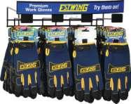 ANSI 4 Cut-resistant! Display options include this four-peg hanging rack, FREE with minimum glove purchase.