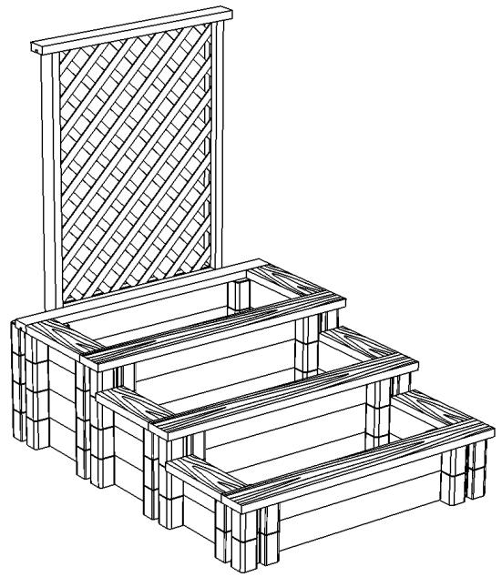 48 X 72 THREE TIER RAISED GARDEN BED 1 SKU: 1001571811 Planter Wall Block 26 2 2 in. x 6 in. x 8 ft. Lumber SIDE - Cut to length: 39.5 in. 13 3 2 in. x 6 in. x 8 ft. Lumber SIDE - Cut to length: 15.