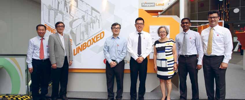 Launching the exhibition at Ocean Financial Centre was Mr Ang Wee Gee (fourth from right), CEO, Keppel Land, accompanied by Mr Chan Hon Chew (third from left), CFO, Keppel Corporation; Ms Wang Look