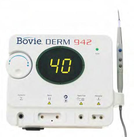 BOVIE DERM 942 The DERM 942 High Frequency Desiccator and it s patent pending handpiece are designed and engineered to be the most reliable and durable desiccator available today.