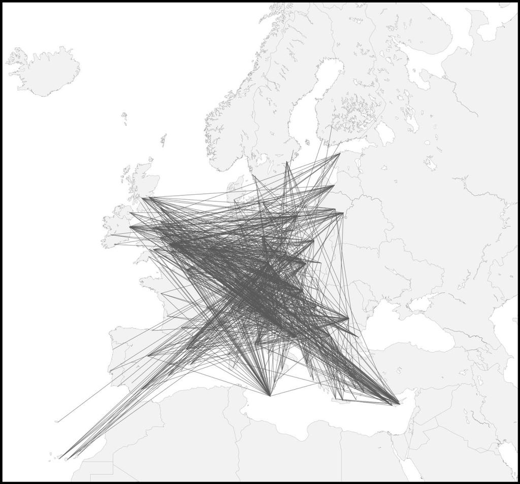 50 AKGÜÇ, BEBLAVÝ & SIMONELLI Figure 11 displays the network of routes served by LCC flights between Regions 1 and 2.