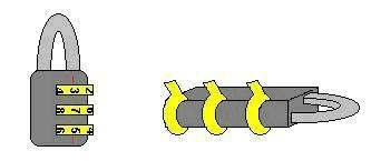types of bicycle locks and padlocks. The diagram below shows a different type of bicycle chain, this time with a shackle, and also a padlock.
