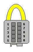 This type of combination lock is shown in the diagram When the correct numbered buttons are depressed the switch on the base of the lock will be able to move and the shackle will snap open.