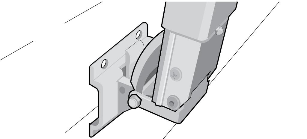 43. Secure one of the Upper Brackets to the wall with a 1/4 x 3 Lag Screw and tighten in the center of the Slot in the Bracket. 44.
