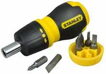 25mm Torx Bits: T10, T15 W73A-31873 Multibit Ratchet Stubby Screwdriver 3 position ratchet enables right left and fixed positions Stubby ratchet for small confined spaces Bit storage for safe and