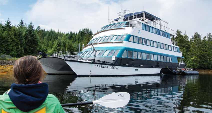 Alaskan Dream At 104 feet in length, the MV Alaskan Dream features an innovative, streamlined catamaran design that allows the vessel to easily navigate narrow channels and passages.