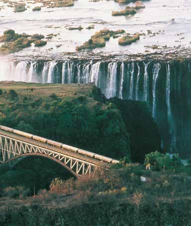 ROVOS RAIL (B,L,D) SUNDAY, JULY 29 VICTORIA FALLS / DISEMBARK After breakfast, disembark at the town of Victoria Falls and check in to our lovely Edwardian-era hotel, Zimbabwe s grandest and oldest,