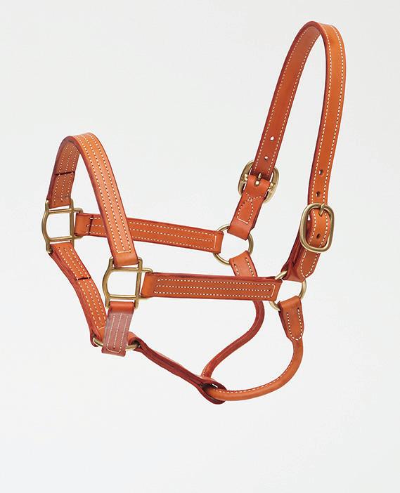 leather throughout halter, except cheek pieces, which are triple ply with