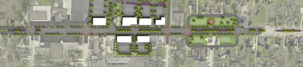 Pedestrian Safety Green Infrastructure Reduction of Pavement Width Median With Larger Trees