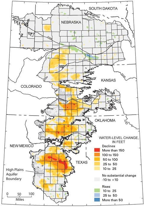 The Ogallala aquifer (aka the High Plains aquifer) provides drinking water for more than 80% of the population irrigates 13 million acres of land This