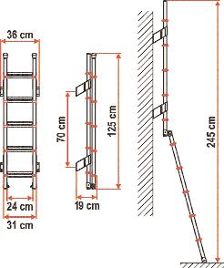 DELUXE 5D High quality exterior ladder in anodized aluminium with 10 steps.