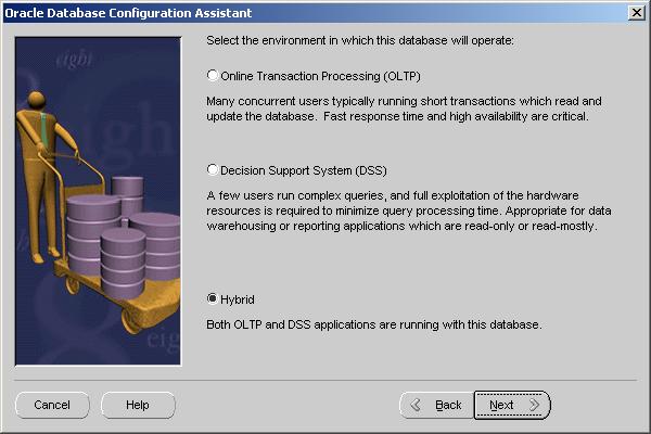 35 Slika 20: Odabir okružja (environment) u kojem će raditi baza podataka Tri tipa okružja (environment) su: - Online Transaction Processing (OLTP) online obrađivanje transakcija.