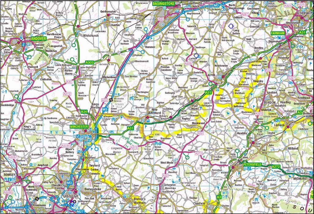 Airspace Consultation Western blue dashed area - RAF Odiham Changes to departure routes N W S E Use PDF zoom tools to study this map more closely Typically 2,000ft Expected
