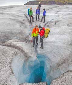 Before entering the glacier you will be taught how to use basic glacier equipment such as crampons and ice axes.