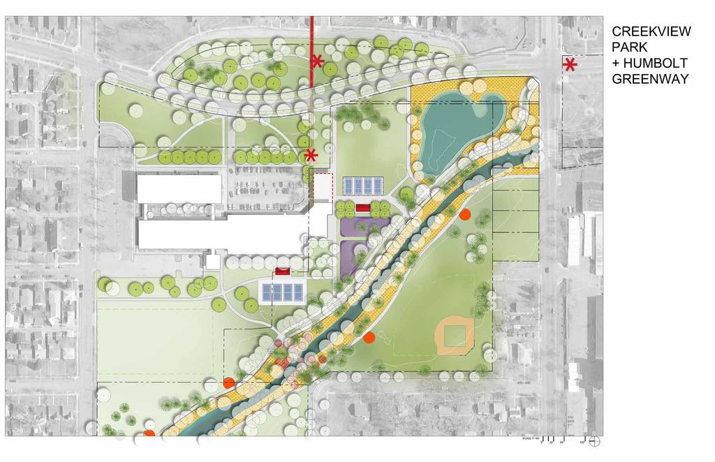 NEW SIGNAGE KIOSK HUMBOLDT AVE N OPEN LAWN POSSIBLE NEW CAFE / RECREATION CENTER EXPANSION NEW PICKLEBALL NEW SHELTER OLSON MIDDLE SCHOOL EX.