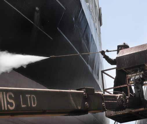 > Preparation of metal surfaces (hull, deck, hold, hatch covers, cargo tanks, ballast tanks) for Sand blasting in accordance with Swedish standards or high pressure
