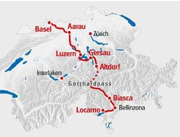 Route Technical Characteristics: Route Profile: The North-South Route gives the cyclist an impressive overview of the topological and cultural diversity of Switzerland in a small area: After the