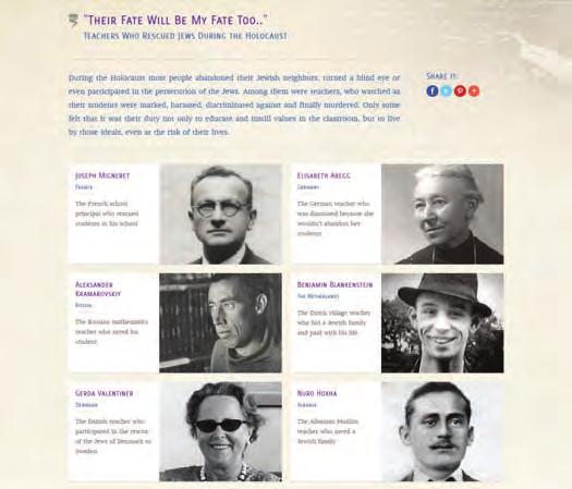 The online exhibition "Their Fate Will Be My Fate Too: Teachers Who Rescued Jews during the Holocaust," launched at the beginning of the 2014-15 academic year, highlights educators, recognized by Yad