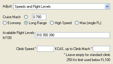 Speeds and Flight Levels You can obtain mission performance data for any speeds and Flight Levels within the capability of the aircraft (FL is standard pressure-altitude in hundreds of feet).