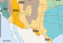 Precipitation Climate Area of semi-arid (BS) and desert