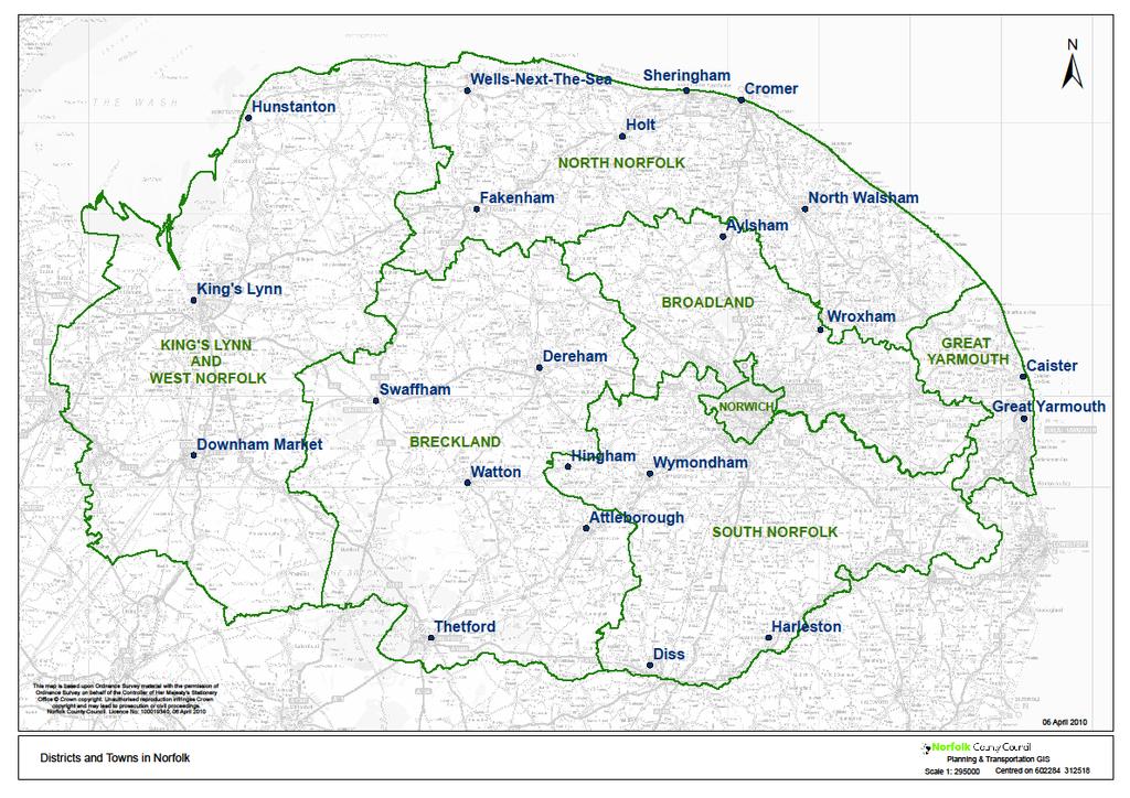2.3 Norfolk the place an overview Norfolk is made up of seven local authority areas - Norwich City; Broadland District; South Norfolk District; Breckland District; North Norfolk District; King s Lynn