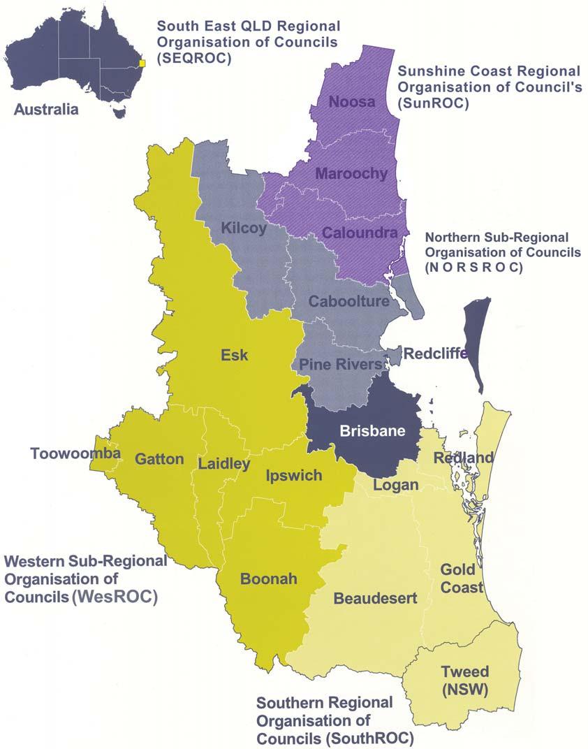 FIGURE 5: SEQROC COUNCILS Source: South East Queensland Regional Framework for Growth Management, 20