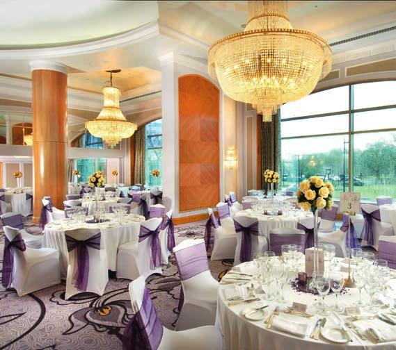 WELLINGTON BALLROOM AND HARVEST SUITE Bathed in natural light through floor-to-ceiling windows by day and illuminated by spectacular chandeliers by night, the stunning views from the Wellington
