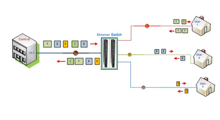 Slika 12. Prikaz mreže P2MP [17] 3.3.2. Point-to-point P2P (engl. Point-to-point) tehnologije (slika 13.) osiguravaju predviđena vlakna između pristupnog čvora i pretplatnika.