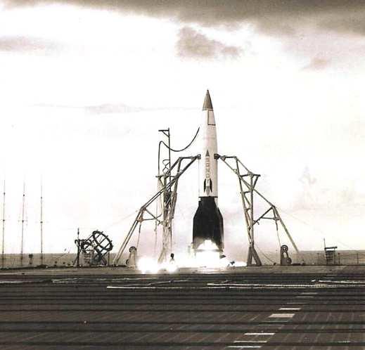 The test was not a complete success. Almost immediately after it lifted off, the V-2 rocket veered to one side.