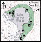 Eagle Lake Grouse and Hemlock Lakes Lake of the Woods Specific campsites have been designated within 500 feet of Eagle, Grouse and Hemlock lakes, and the north and east side of Lake of the Woods.