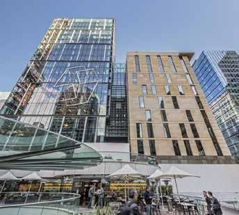 Completed in 2011, the building features a spectacular top floor terrace, curvilinear double-skin, glass facade with a striking, naturally ventilated full height atrium, concierge services, a